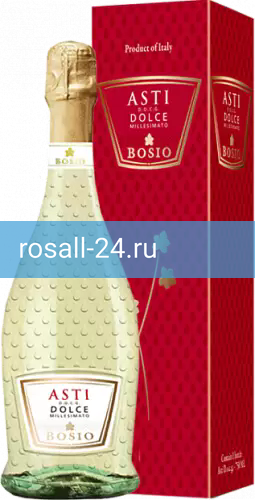 Игристое вино Bosio Asti Millesimato белое сладкое, в подарочной упаковке